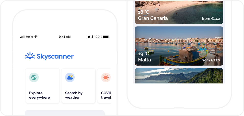 Skyscanner Travel Search App Weather Feature